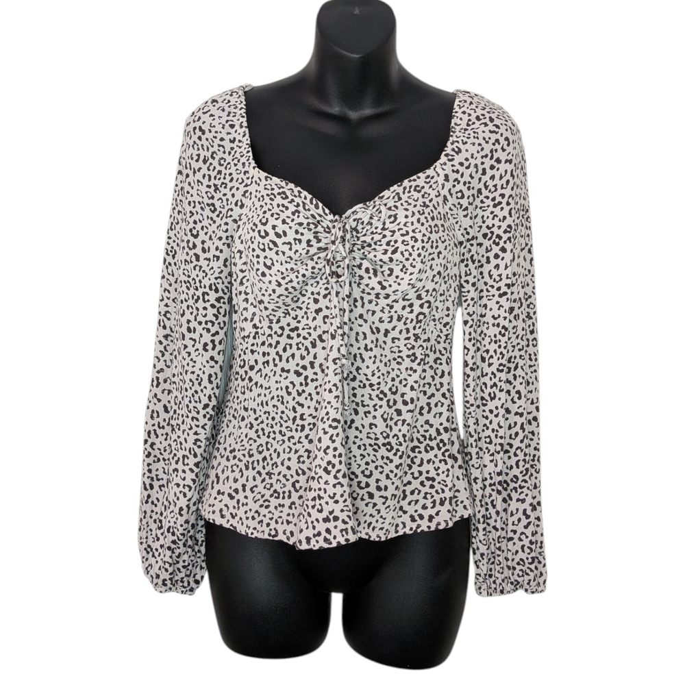 URBAN Romantics Black and White Leopard Print Blouse